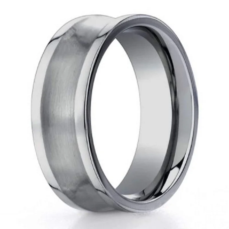 Gem-wrapped rings-6mm Benchmark Titanium Concave Satin Finish Men's Wedding Ring