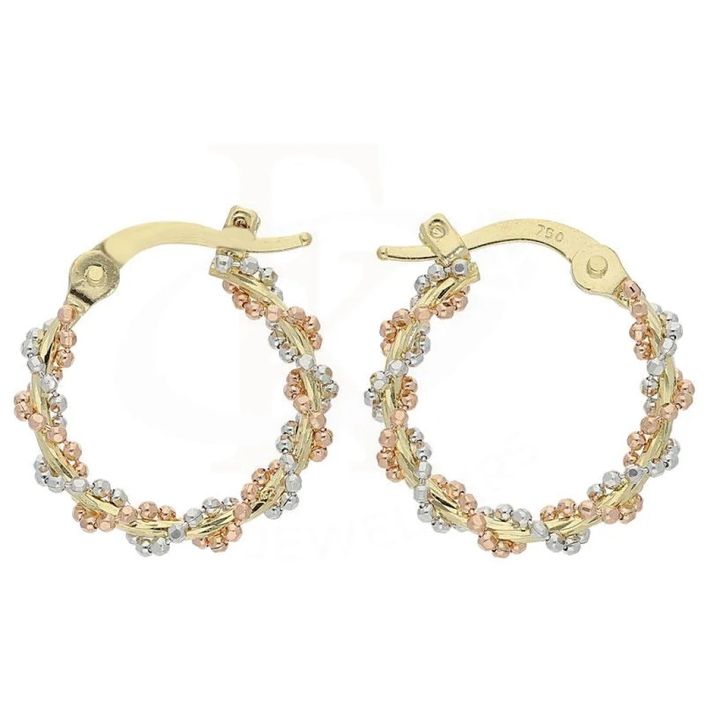 Round coin earrings-Gold Tri-Color Hoop Earrings 18KT - FKJERN18K1779