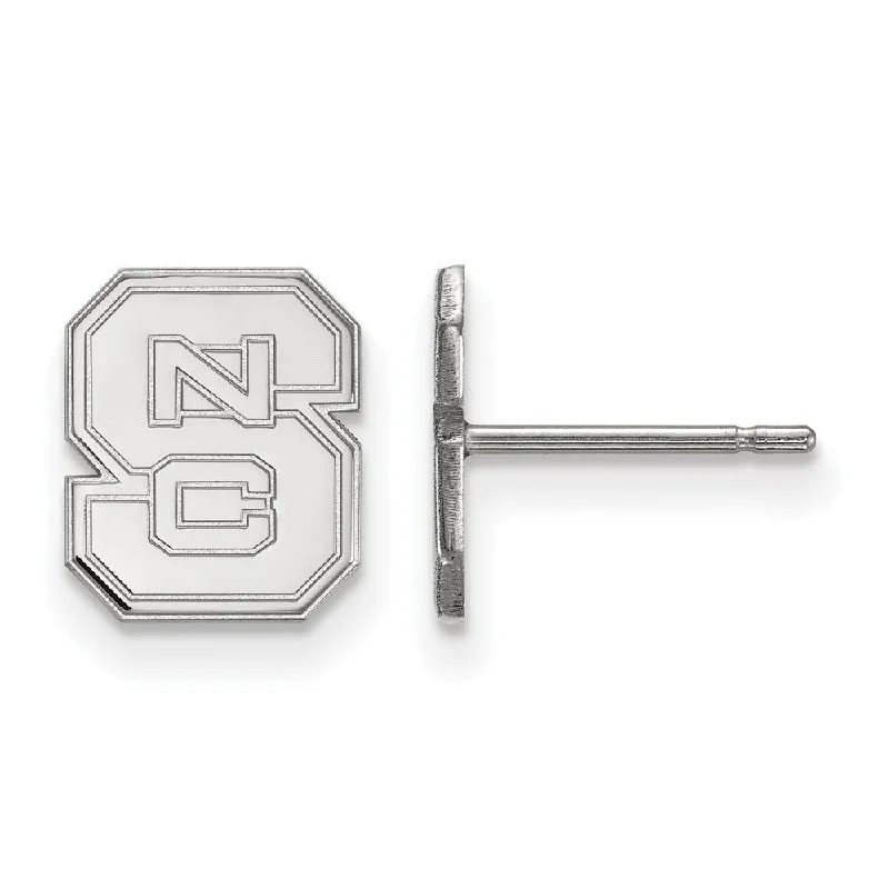 Polished clay earrings-10k White Gold North Carolina State 'NCS' XS (Tiny) Post Earrings