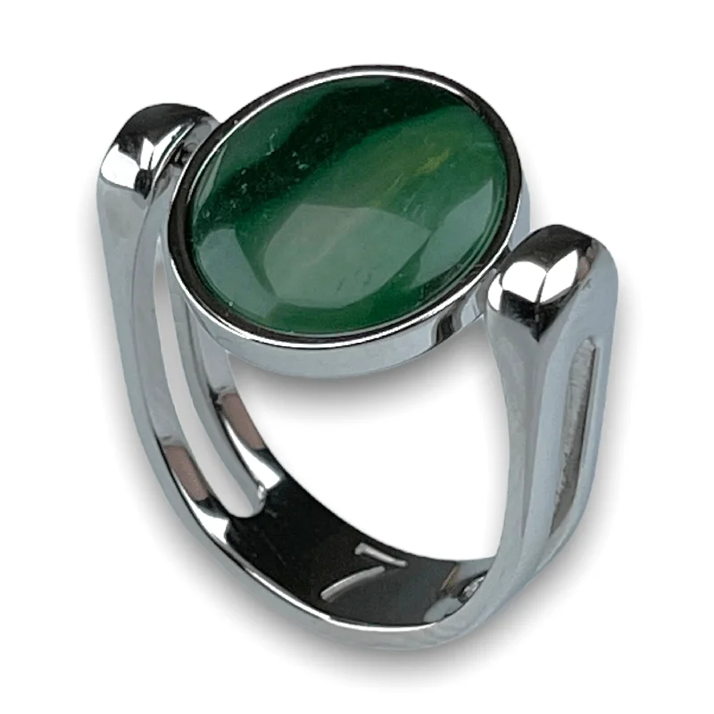 Coiled wire rings-African Jade Crystal Fidget Ring