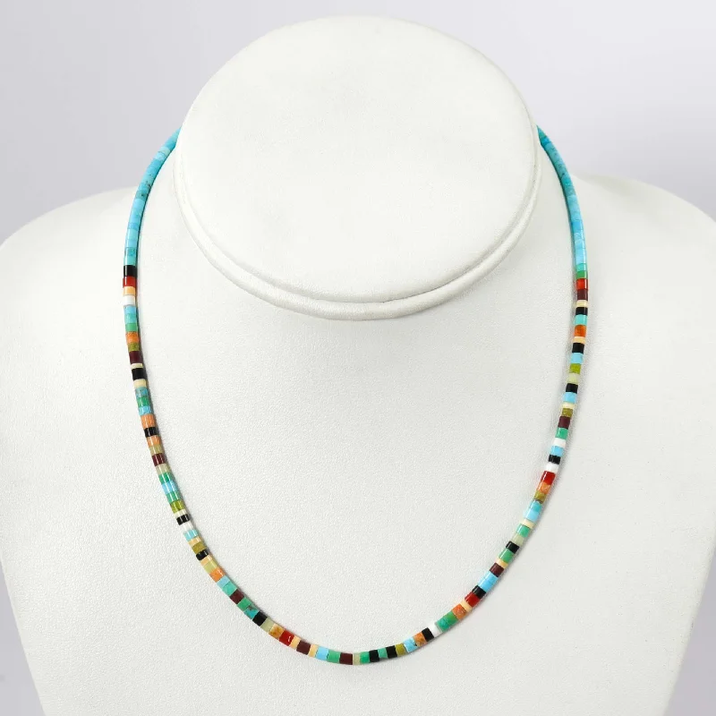 Ridged disc necklaces-Mosaic Bead Necklace