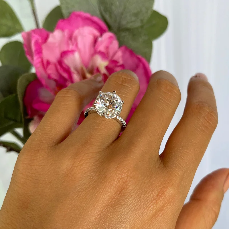 Thick stone rings-5.25 ctw 6 Prong Round Accented Ring, 30% Final Sale