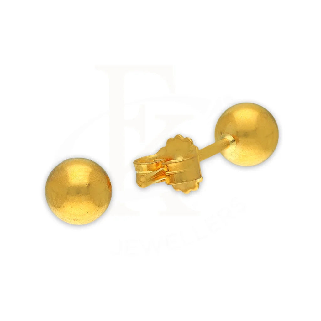 Curved art earrings-Gold Ball Shaped Stud Earrings 22KT - FKJERN22K3124