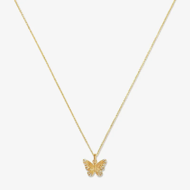 Flat bar necklaces-Pavel butterfly charm necklace