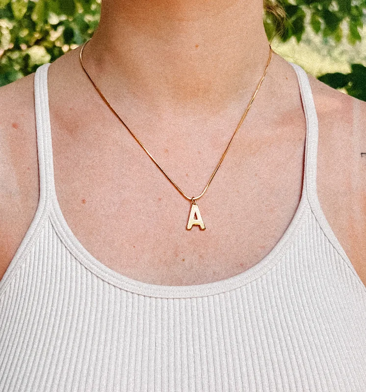 Amber stone necklaces-Statement Gold Filled Initial Necklace