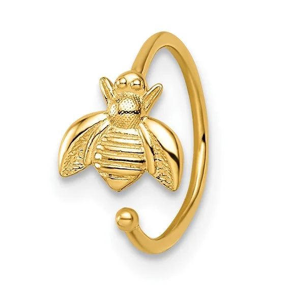 Fine stack rings-14k Yellow Gold Bee Hoop Nose or Cartilage Ring