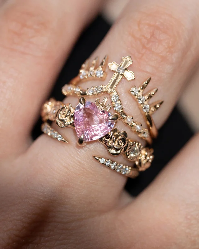 Mixed-tone rings-The Immaculate Heart Pink Sapphire Engagment Ring