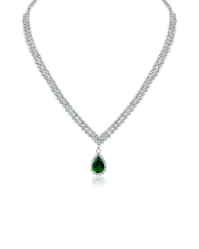 Tight choker necklaces-Pear CZ Drop Necklace