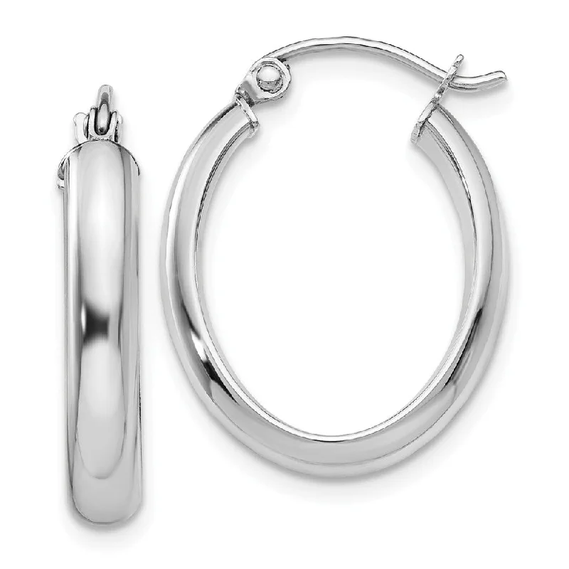 Faith cross earrings-3.75mm, 14k White Gold Classic Oval Hoop Earrings, 17mm (5/8 Inch)