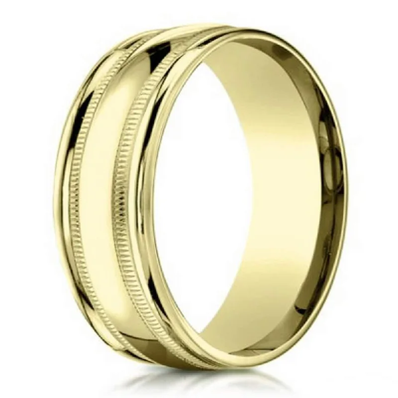 Planetary theme rings-Designer 10K Yellow Gold Wedding Ring With Polished Accents | 6mm