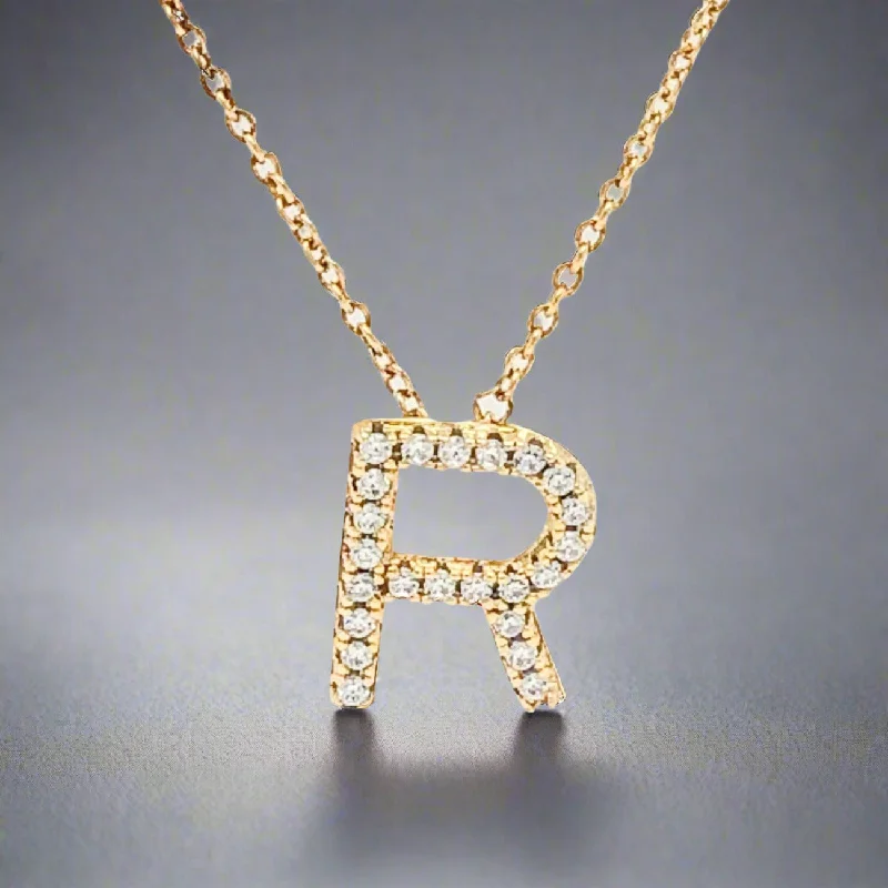 Bright beaded necklaces-YGP Sterling CZ R Initial Necklace