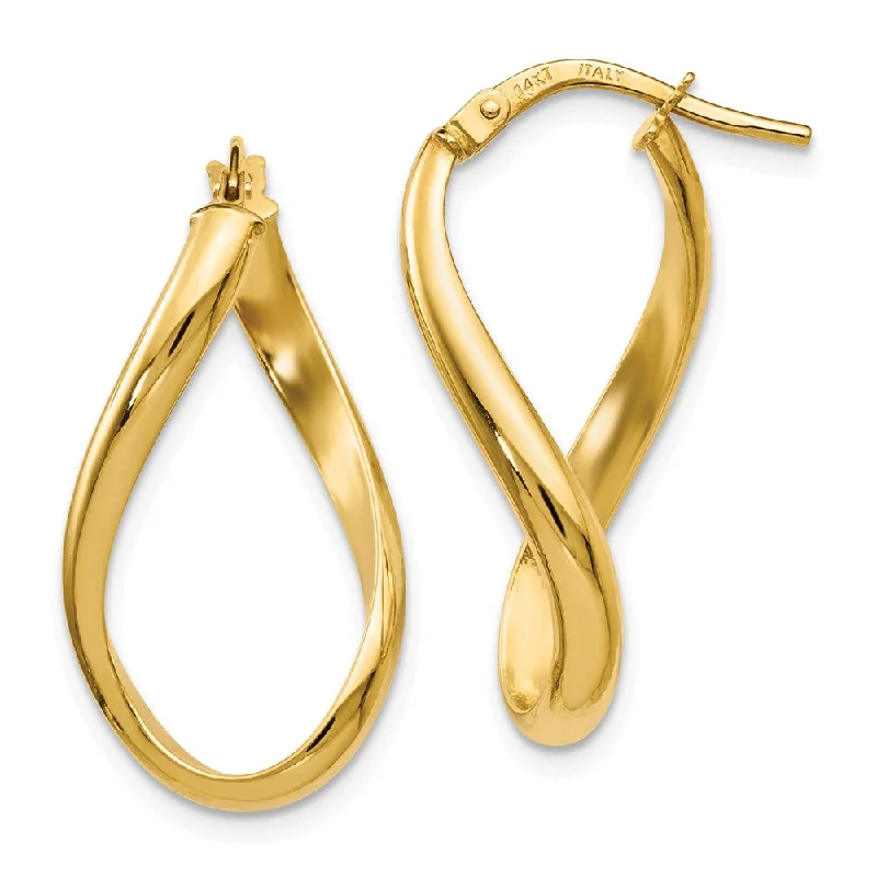 Round coin earrings-2.7mm Freeform Oval Hoop Earrings in 14k Yellow Gold, 24mm (15/16 in)