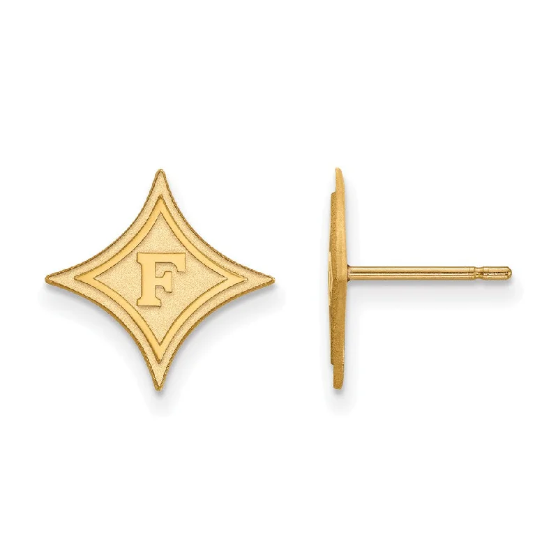 Detailed drop earrings-14k Yellow Gold Furman University Small Post Earrings