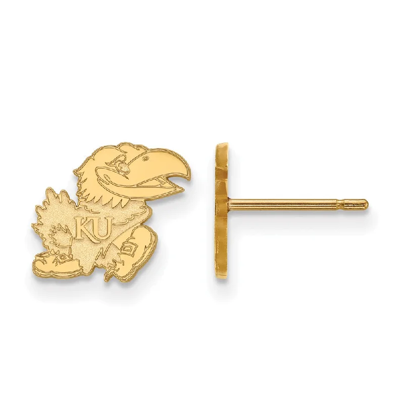 Fine threader earrings-14k Yellow Gold University of Kansas XS (Tiny) Post Earrings