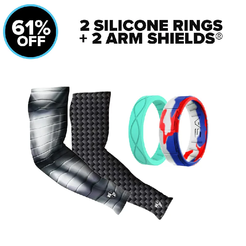 Linked loop rings-2 SILICONE RINGS + 2 ARM SHIELDS®