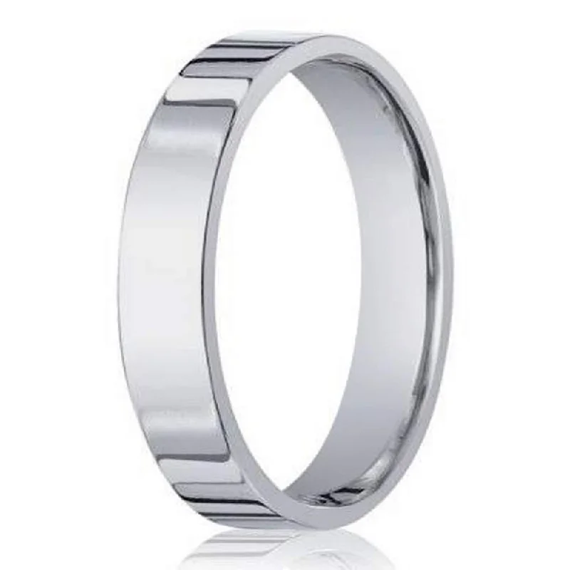 Planetary theme rings-Designer Men's 14K White Gold Wedding Ring | 4mm width