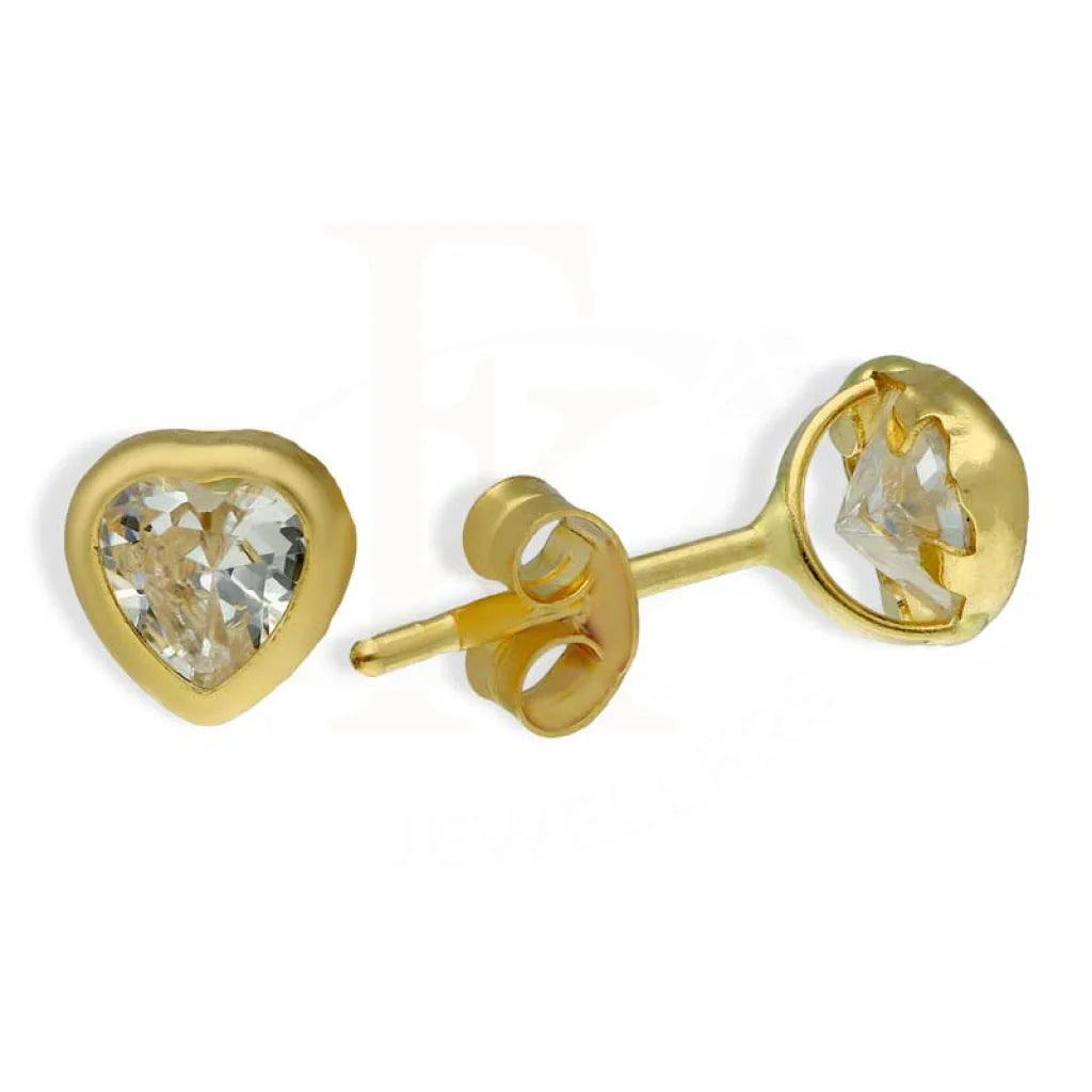 Hollow ring earrings-Gold Heart Shaped Solitaire Stud Earrings 18KT - FKJERN18K2766