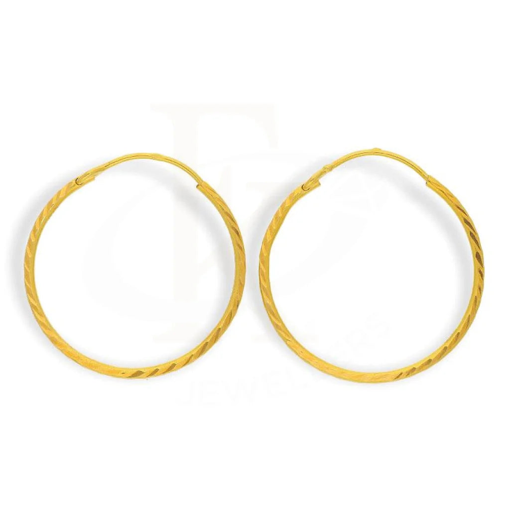 Fine threader earrings-Gold Hoop Earrings 18KT - FKJERN1414