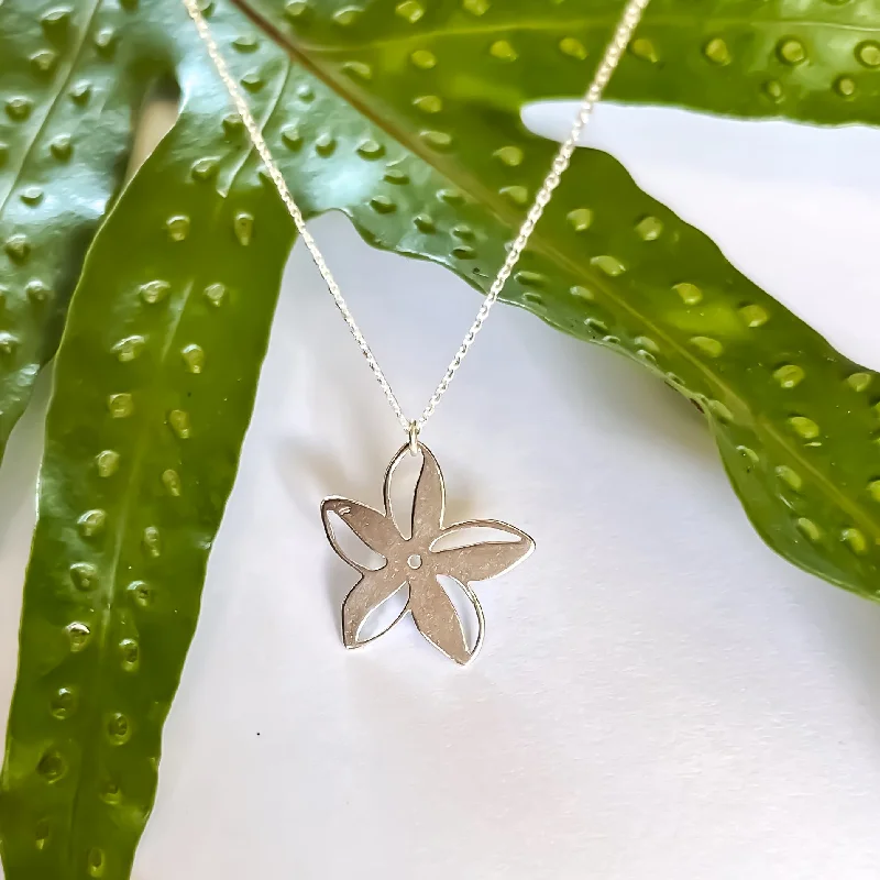 Solar charm necklaces-Plumeria Sterling Silver Necklace