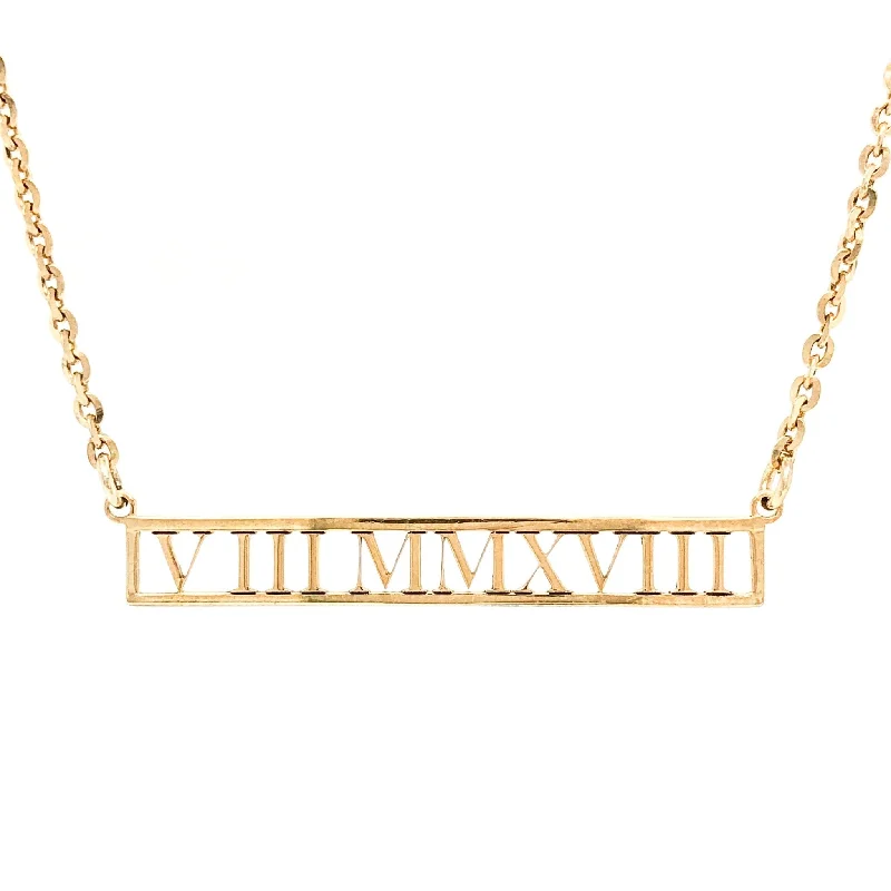 Twist knot necklaces-YGP Sterling Roman Numeral Bar Necklace