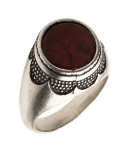 Square design rings-Stainless Steel Silver Plated with Red Jasper Stone Ring-11.11mm