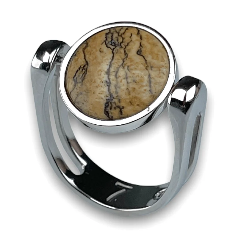 Linked band rings-Picture Jasper Crystal Fidget Ring