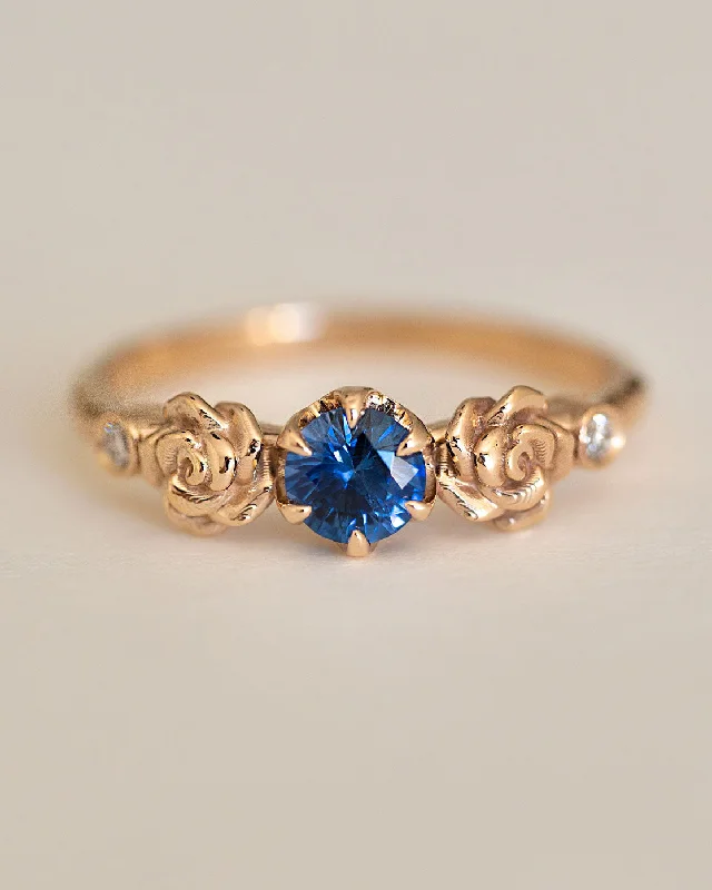 Single dot rings-Artifact 09: Baby Flora in Blue Sapphire Roses Ring