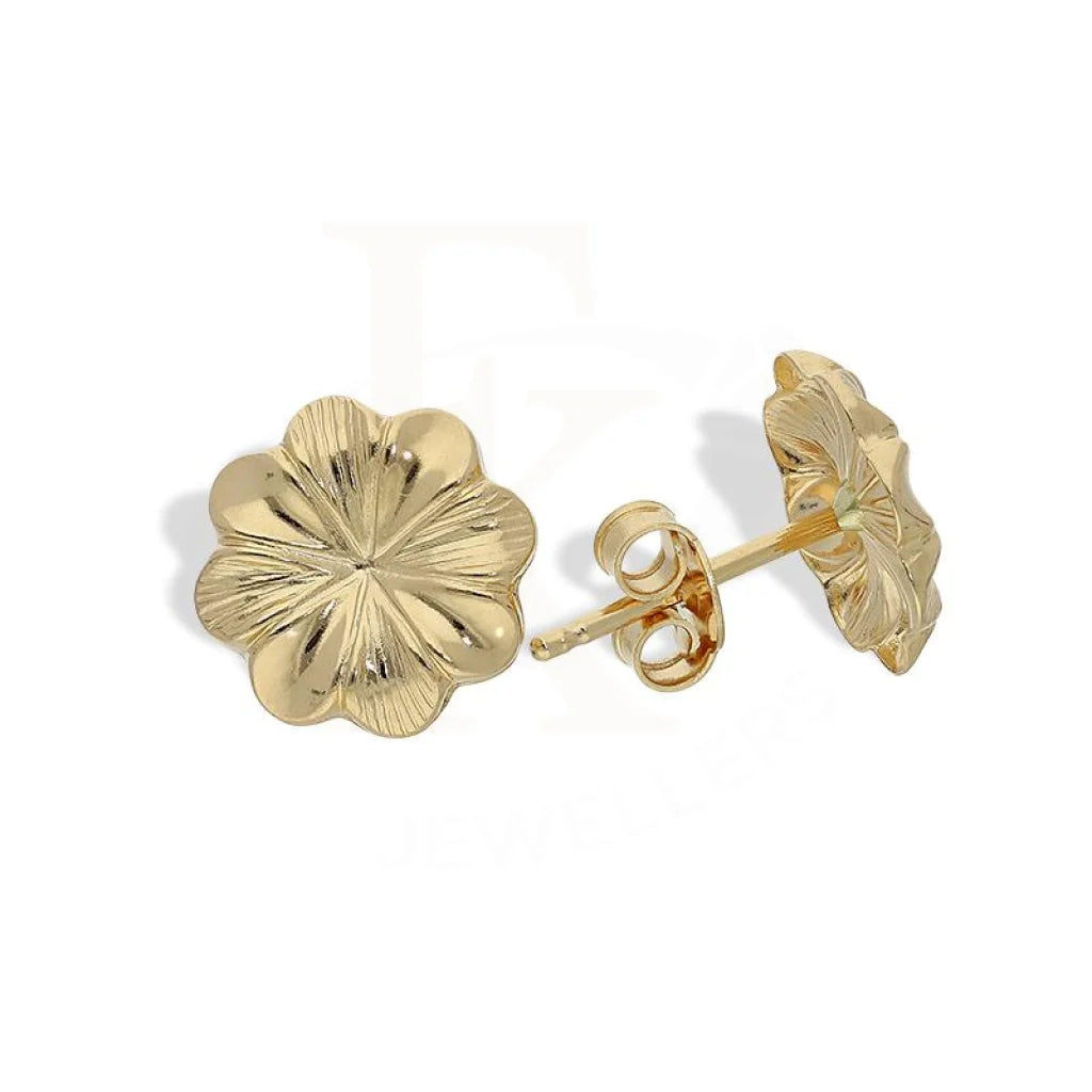 Gem-wrapped earrings-Gold Flower Stud Earrings 18KT - FKJERN18K2204