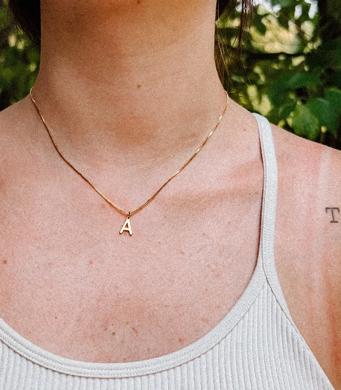 Old coin necklaces-Dainty Gold Filled Initial Necklace