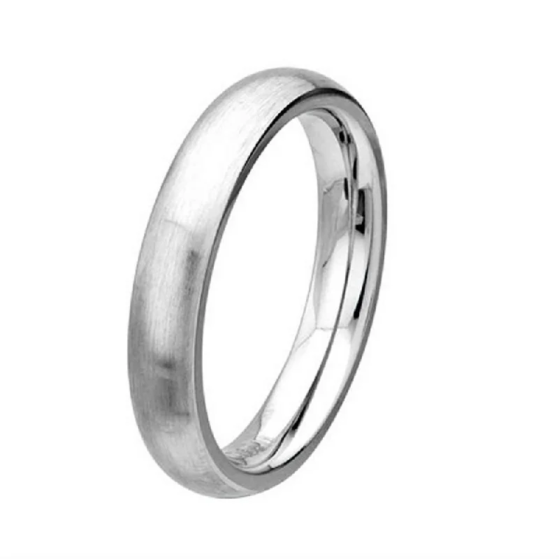 Glossy black rings-Men's Cobalt Chrome Wedding Ring with Brushed and Polished | 4mm