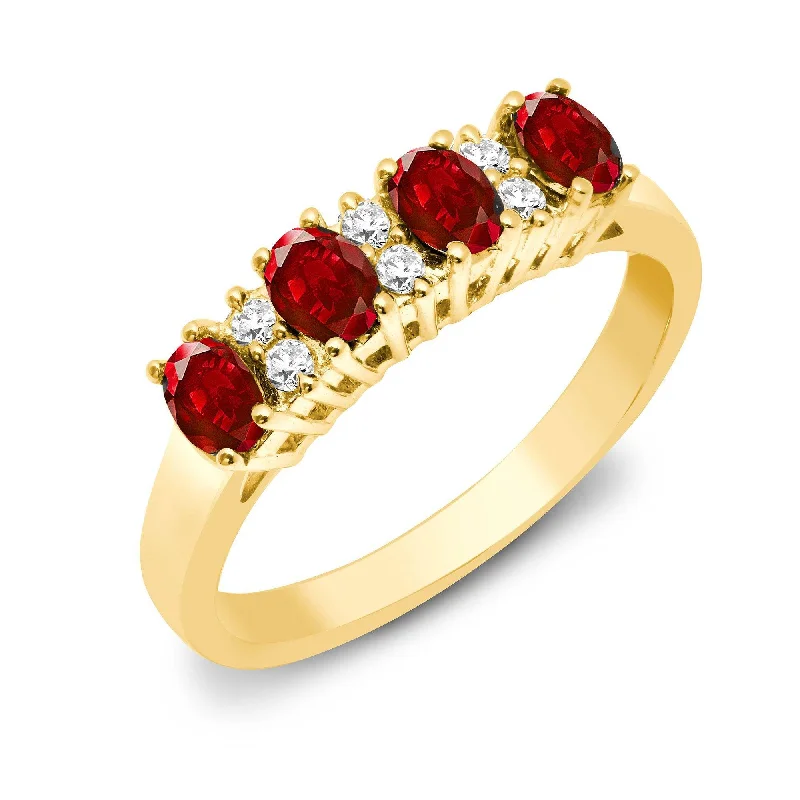 Lapis lazuli rings-9ct Yellow Gold Diamond And Ruby Ring