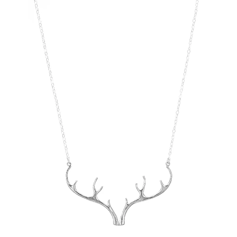 Futuristic necklaces-Sterling Silver Antler Necklace