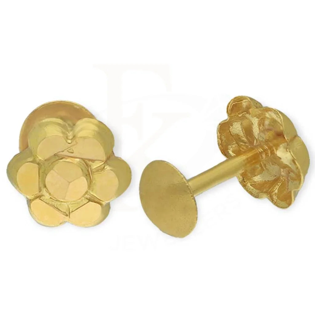 Clear glass earrings-Gold Flower Shaped Second Stud Earrings 18KT - FKJERN18K3155