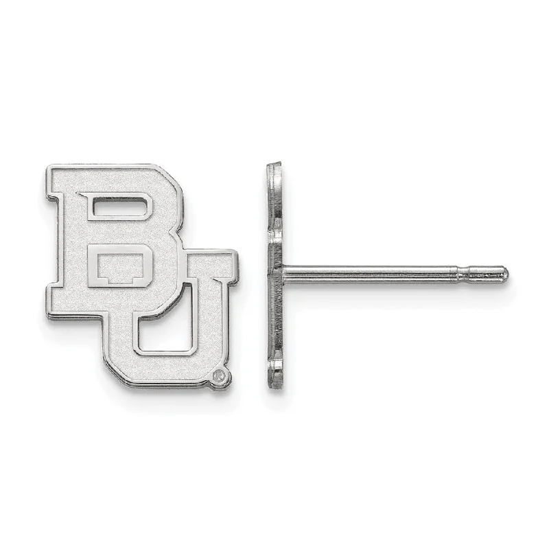 Offbeat pair earrings-14k White Gold Baylor University XS (Tiny) 'BU' Post Earrings