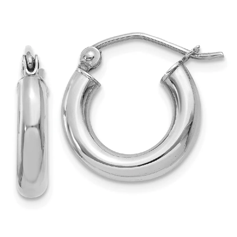 Broad hoop earrings-3mm, 14k White Gold Classic Round Hoop Earrings, 13mm (1/2 Inch)