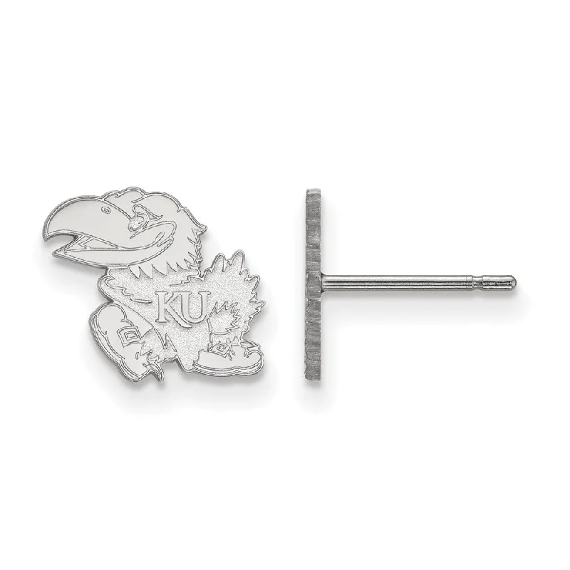 Faith cross earrings-14k White Gold University of Kansas XS (Tiny) Mascot Post Earrings