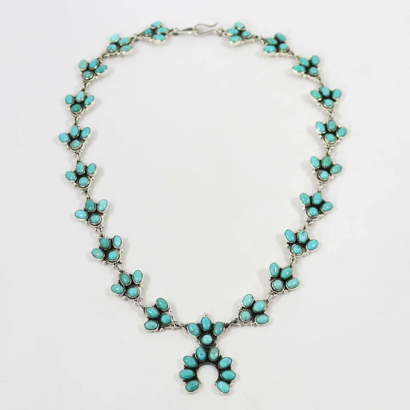 High-end diamond necklaces-Turquoise Squash Blossom Necklace