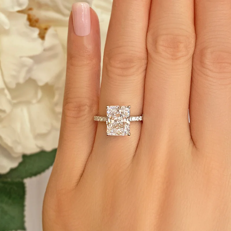 Clustered gem rings-3.75 ctw Radiant Accented Solitaire Ring