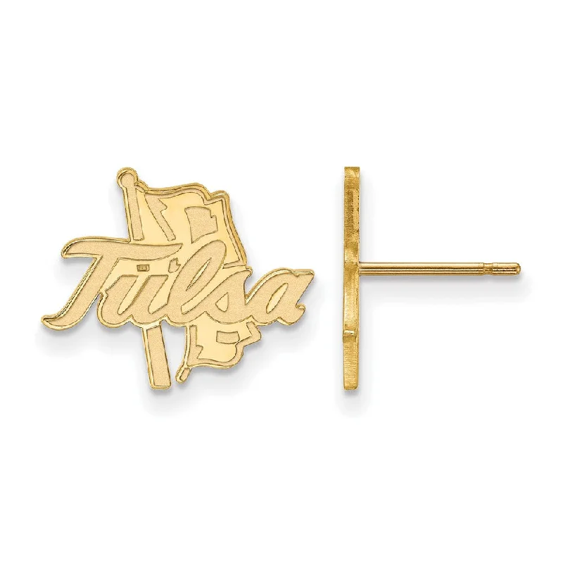 Woven bead earrings-10k Yellow Gold The University of Tulsa Small Post Earrings