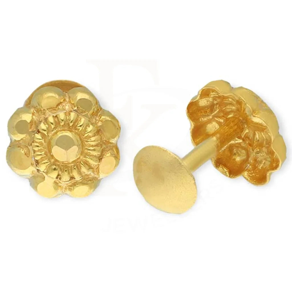 Hematite earrings-Gold Flower Shaped Second Stud Earrings 18KT - FKJERN18K3154