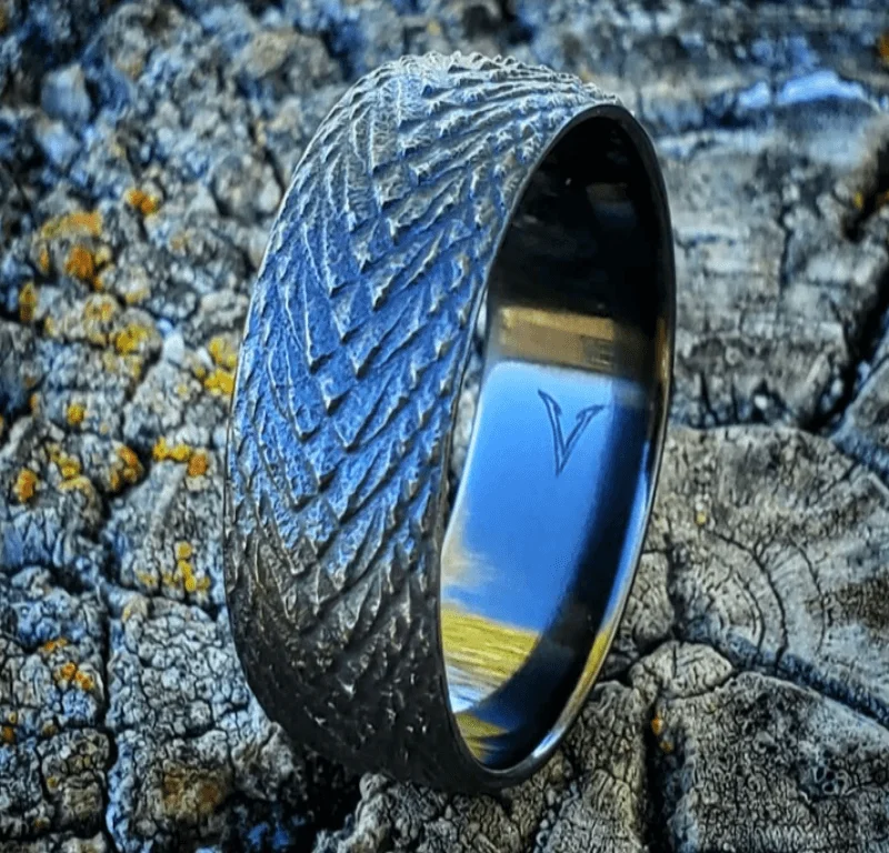 Glossy velvet rings-Dragon Skin Black Titanium Men's Ring - 9mm