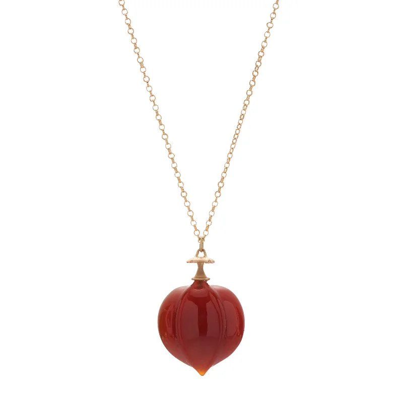 Glossy finish necklaces-Gabriella Kiss 18k Carnelian Hickory Nut Necklace