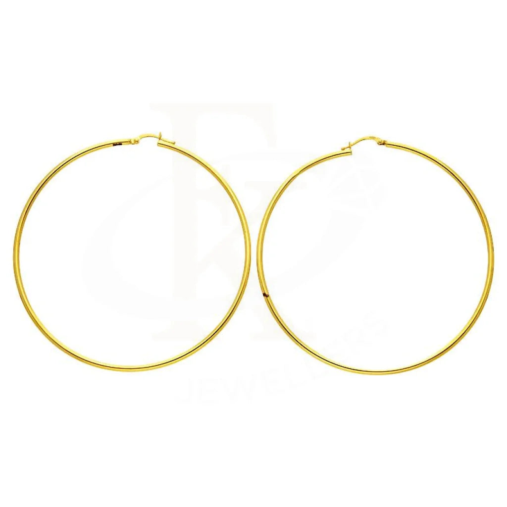 Coiled wire earrings-Gold Long Hoop Earrings 18KT - FKJERN18K1808