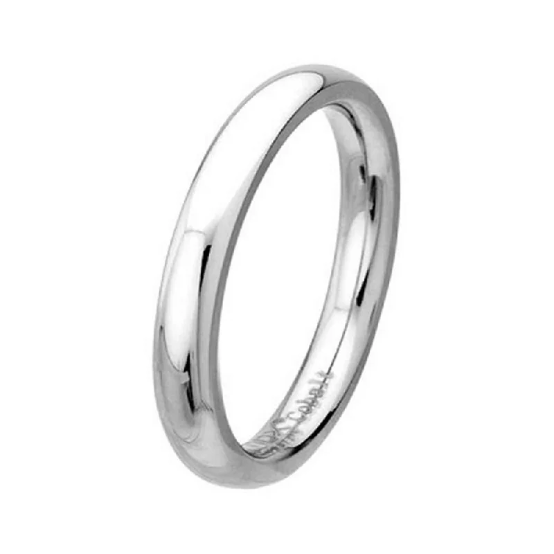 Octagonal shape rings-Men's Cobalt Chrome Wedding Ring Polished | 3mm