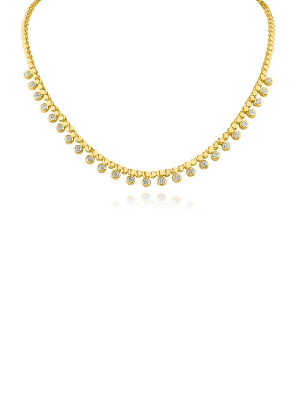 Heritage style necklaces-Round CZ Bezel Set Necklace