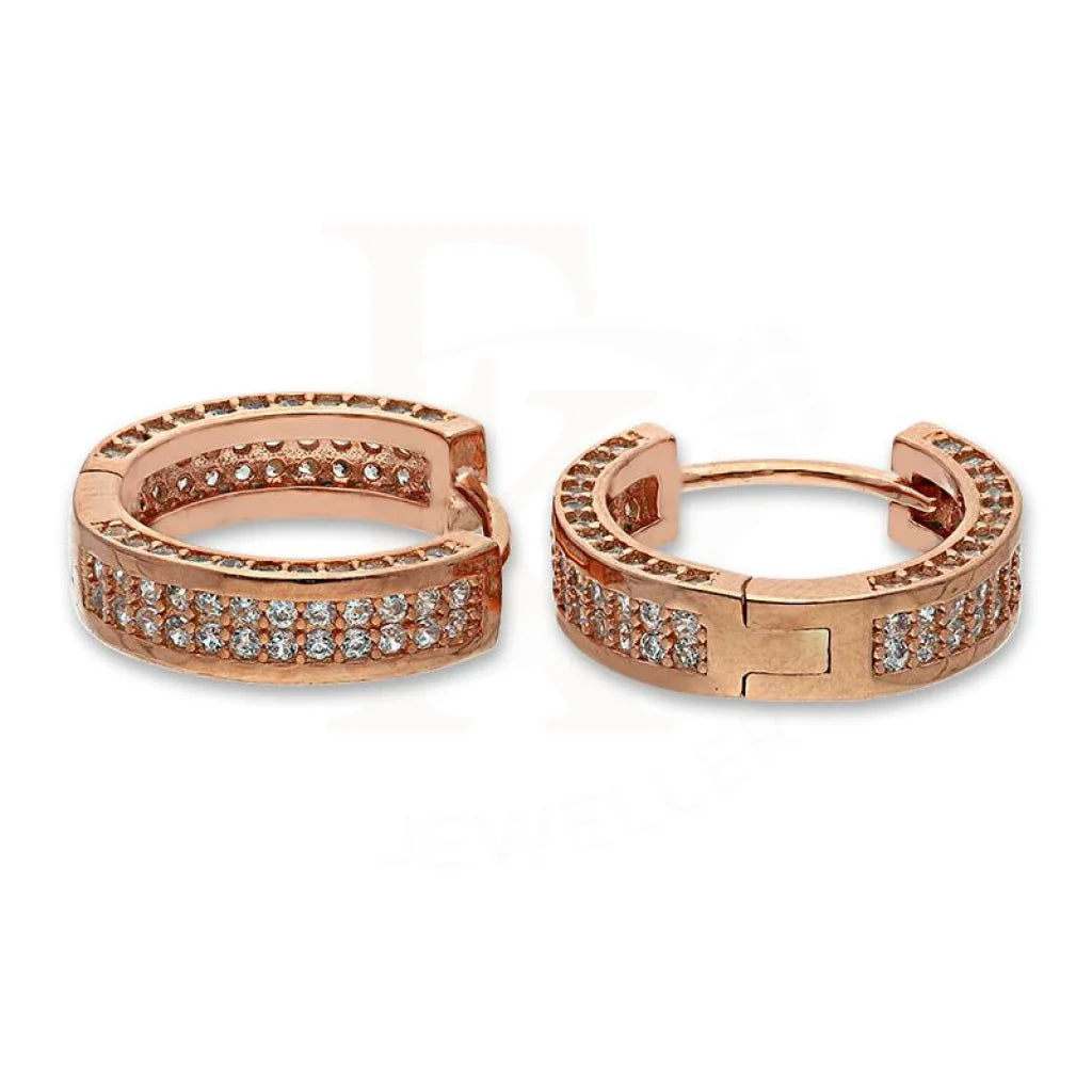 Solar phase earrings-Sterling Silver 925 Rose Gold Plated Clip on Hoop Earrings - FKJERN1772