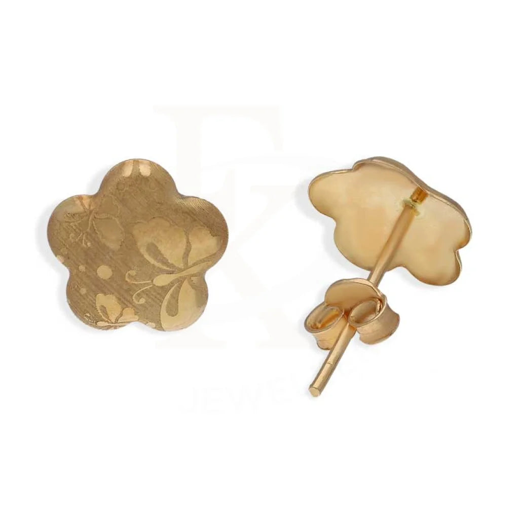 Regency style earrings-Gold Flower Stud Earrings 18KT - FKJERN18K3086