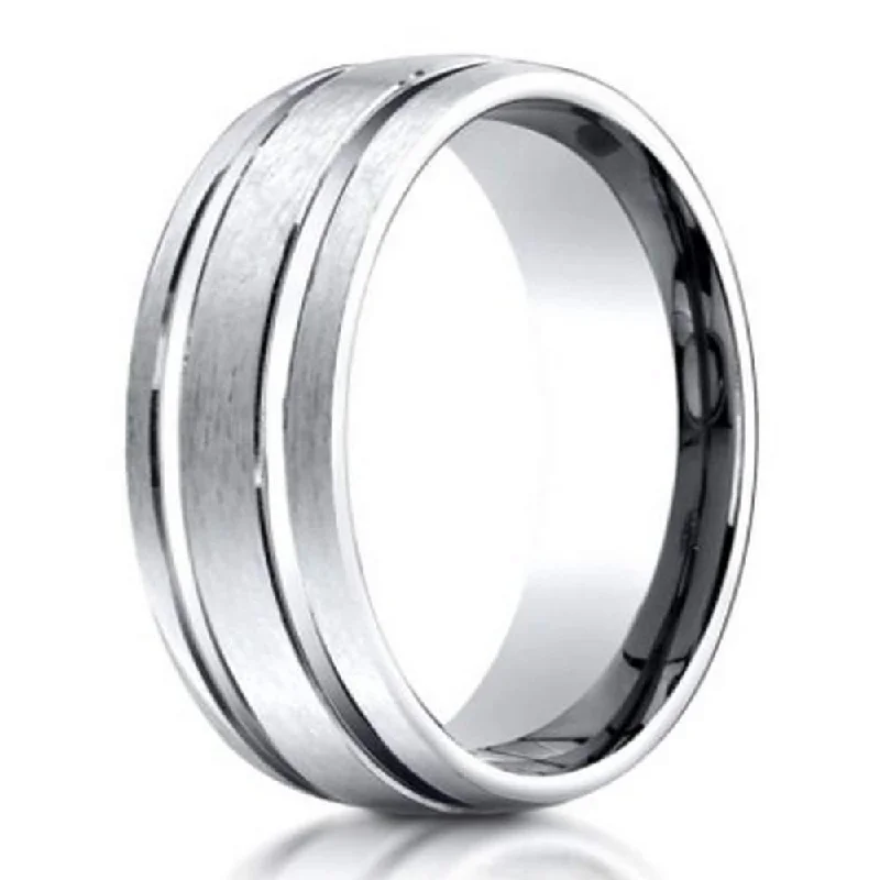 Zodiac birthstone rings-6mm Men's Benchmark Titanium Satin Finish Groove Titanium Wedding Ring