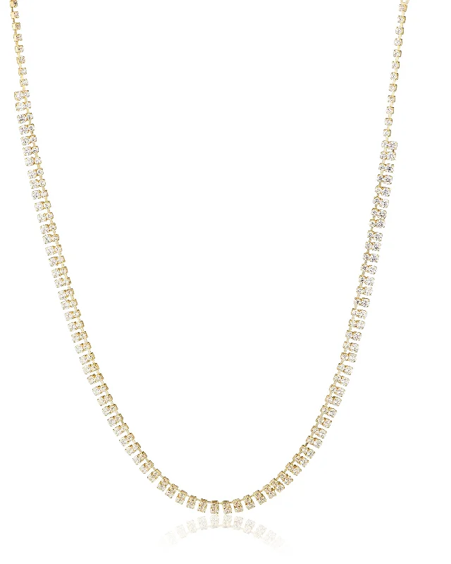 Rope weave necklaces-Round CZ Double Row Necklace