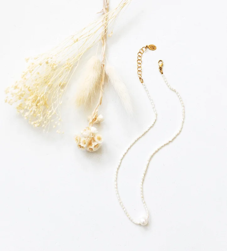 Braided link necklaces-Keshi Necklace